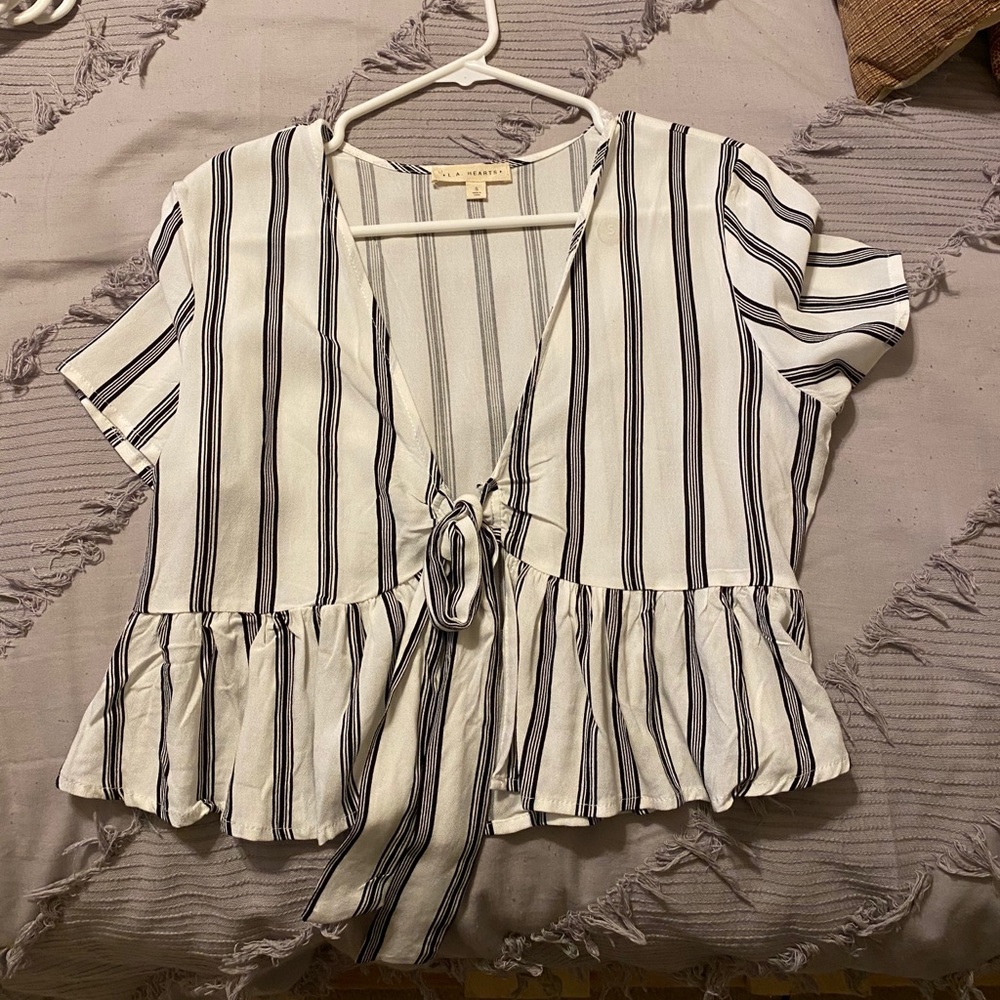 pacsun l.a. hearts black and white striped shirt